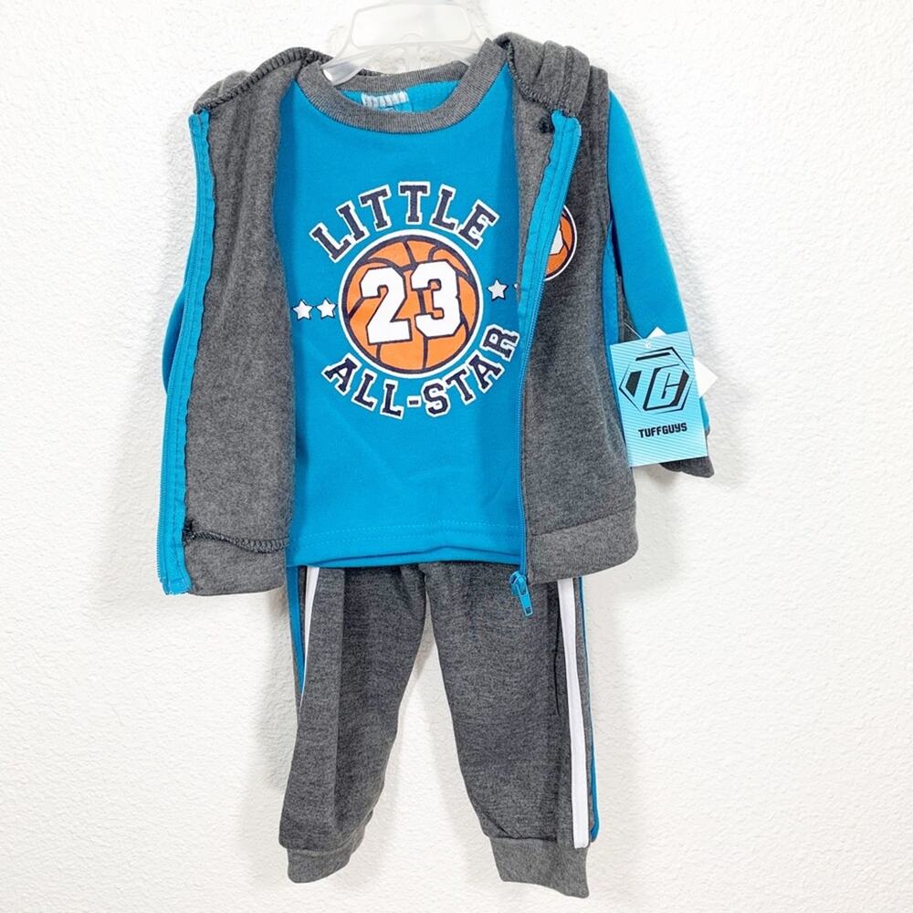 Tuff Guys Boys Basketball Hoodie vest  jog 3 pc st